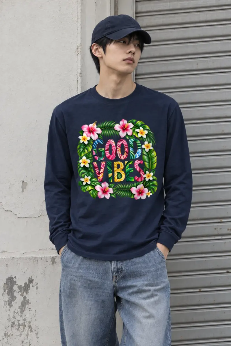 "Good Vibes Blooms" Unisex Longsleeve T-shirt | Gildan 2400