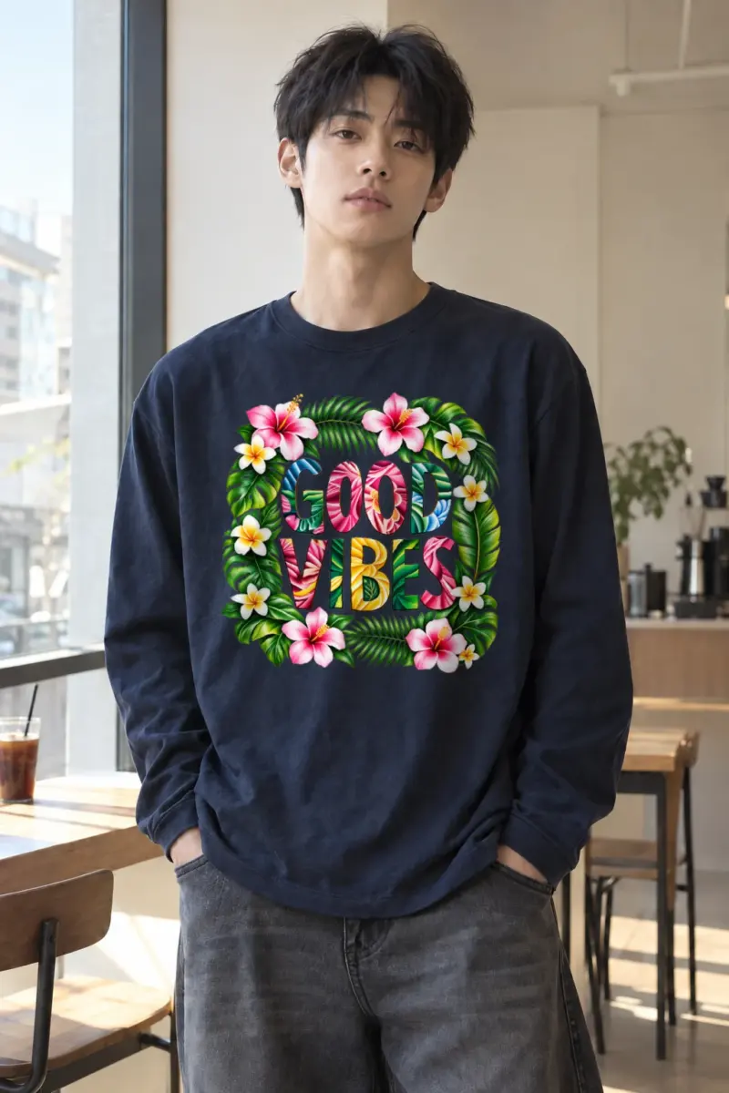 "Good Vibes Blooms" Unisex Longsleeve T-shirt | Gildan 2400