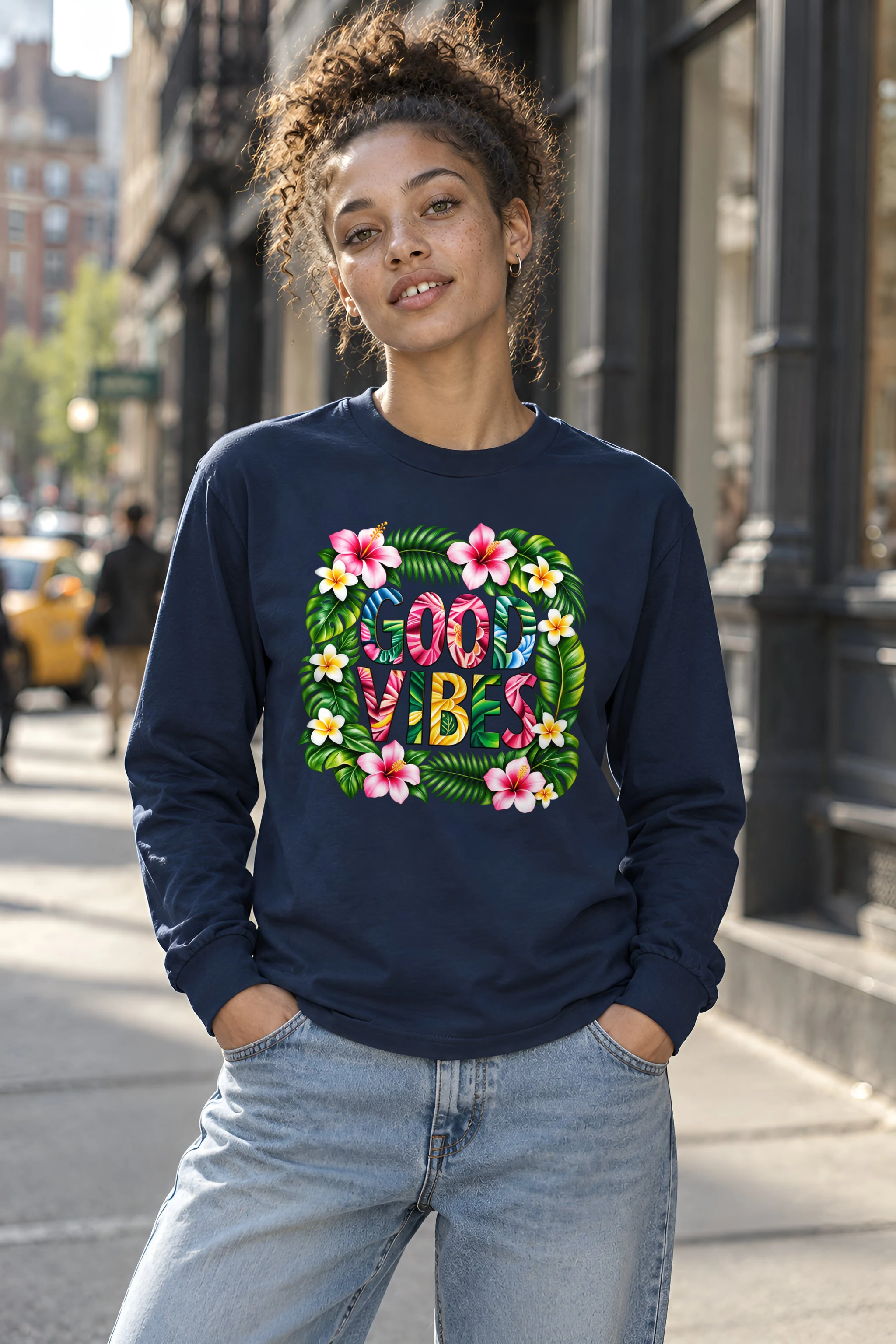 "Good Vibes Blooms" Unisex Longsleeve T-shirt