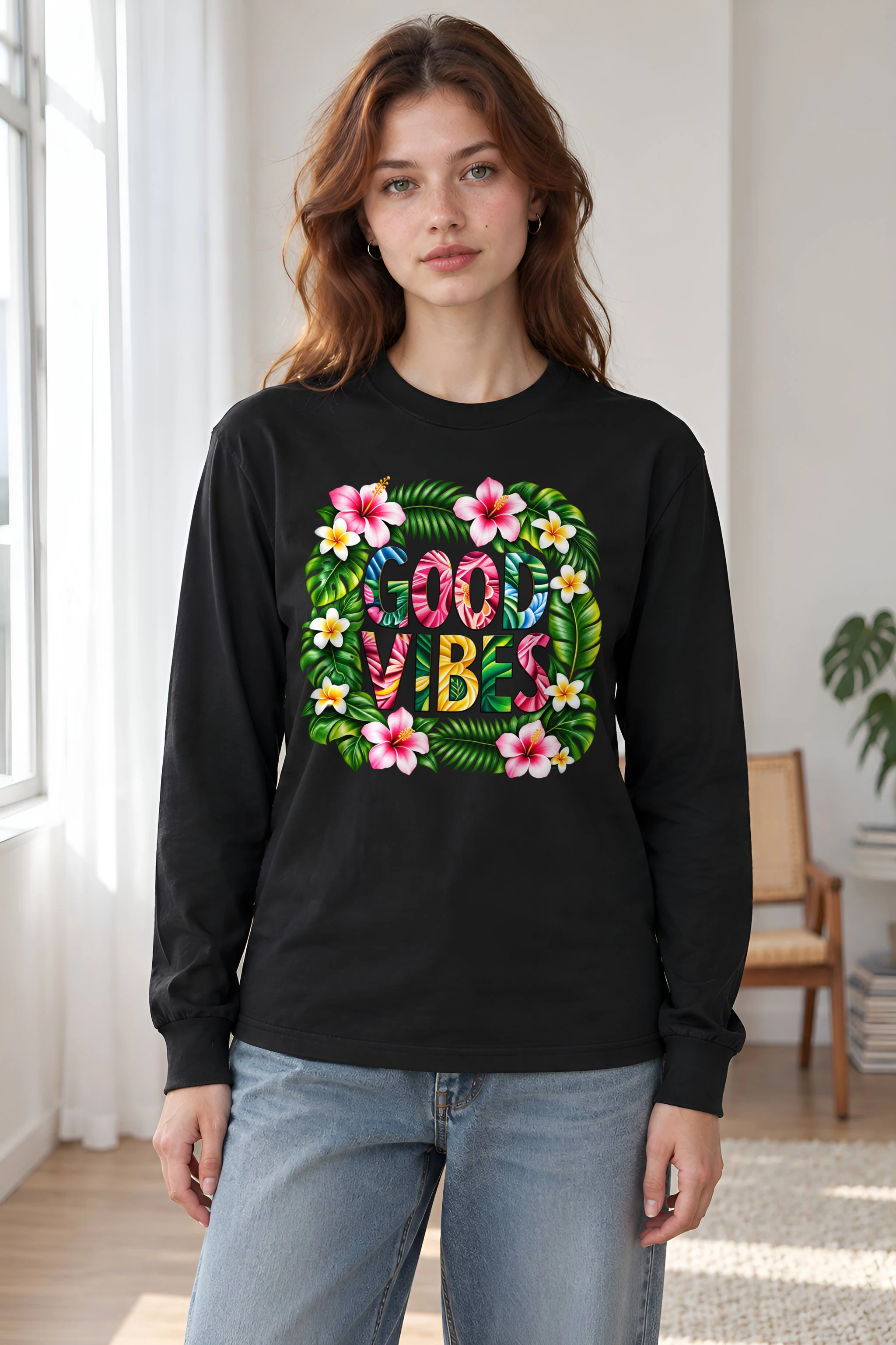 "Good Vibes Blooms" Unisex Longsleeve T-shirt