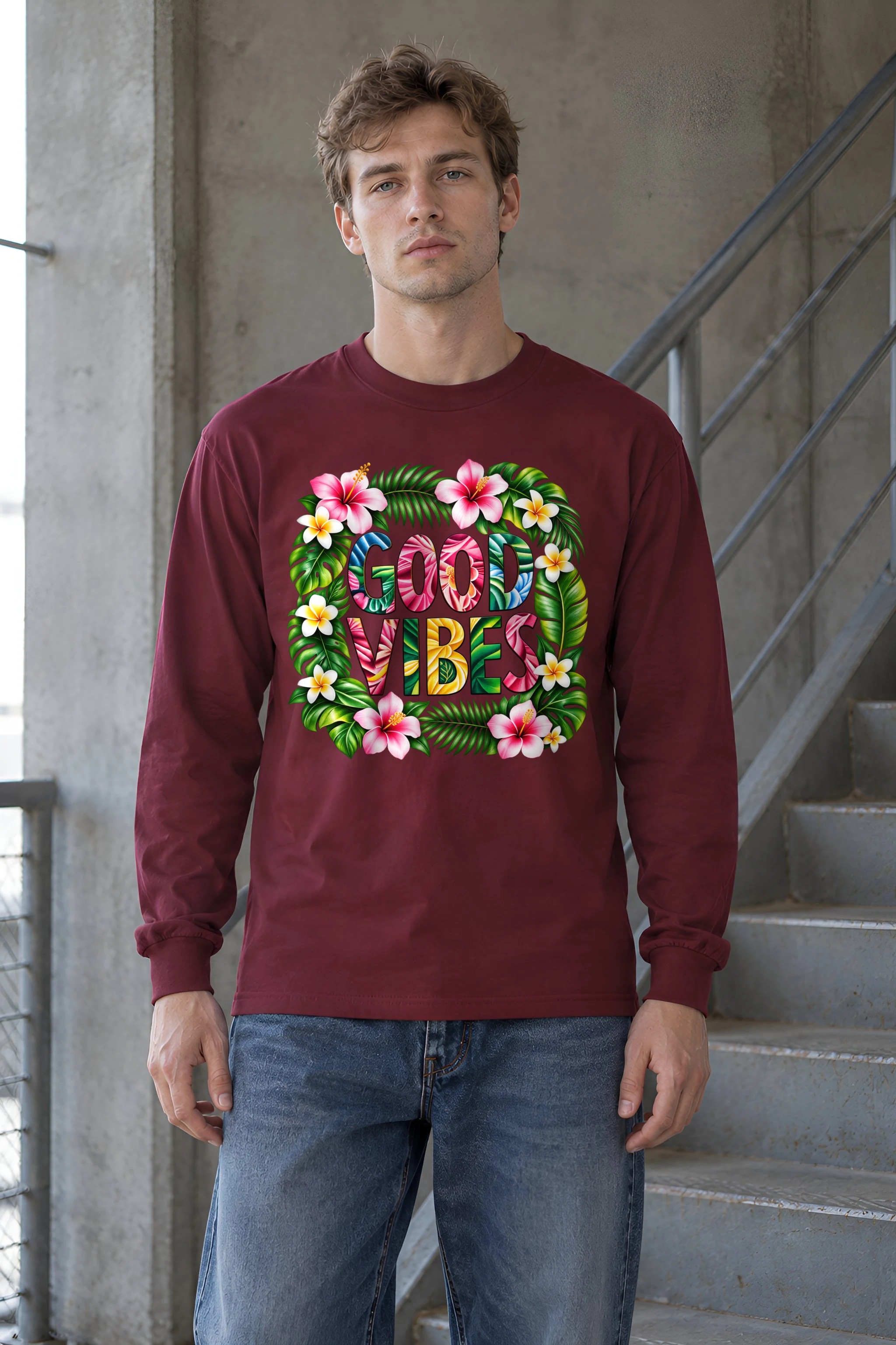 "Good Vibes Blooms" Unisex Longsleeve T-shirt