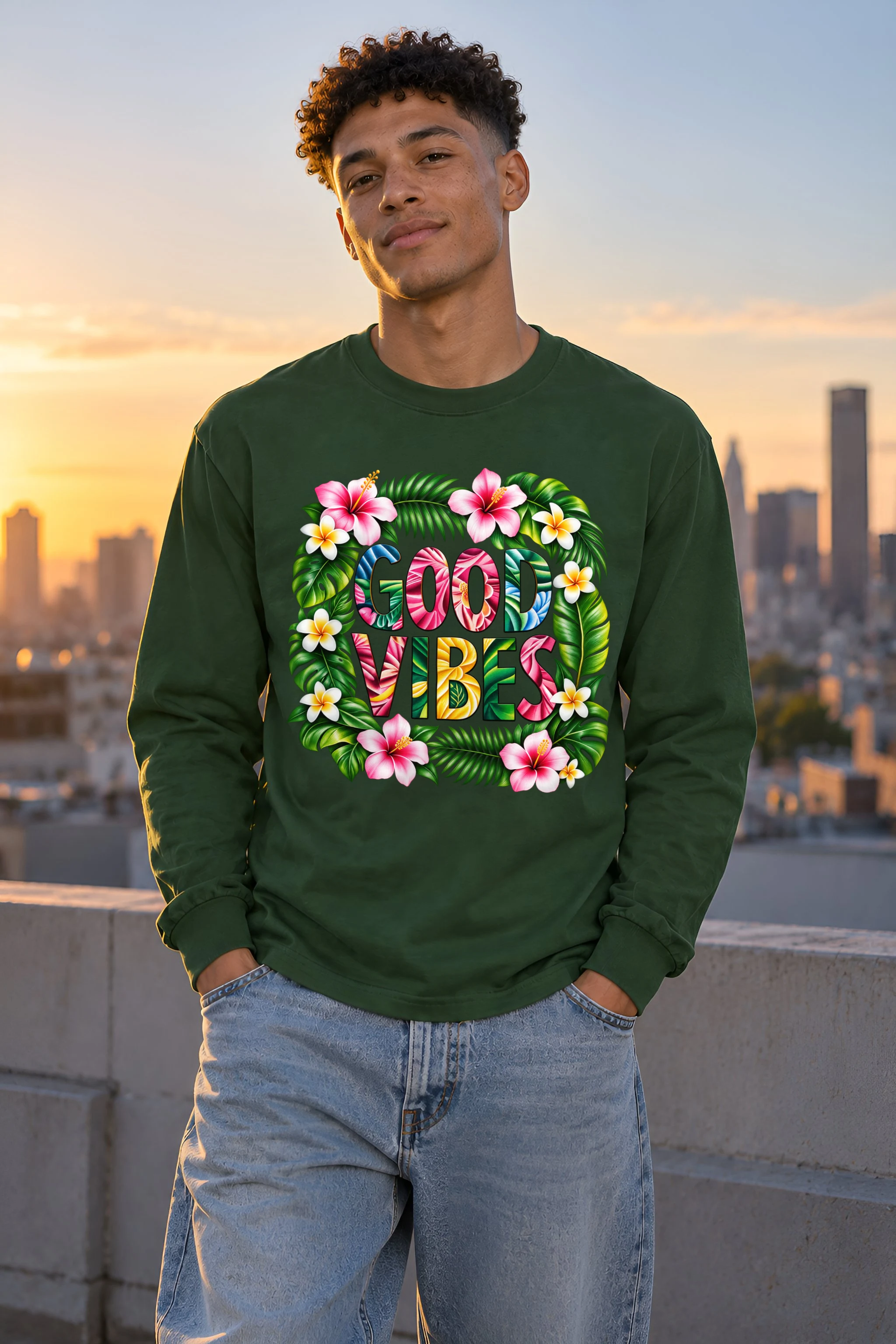 "Good Vibes Blooms" Unisex Longsleeve T-shirt