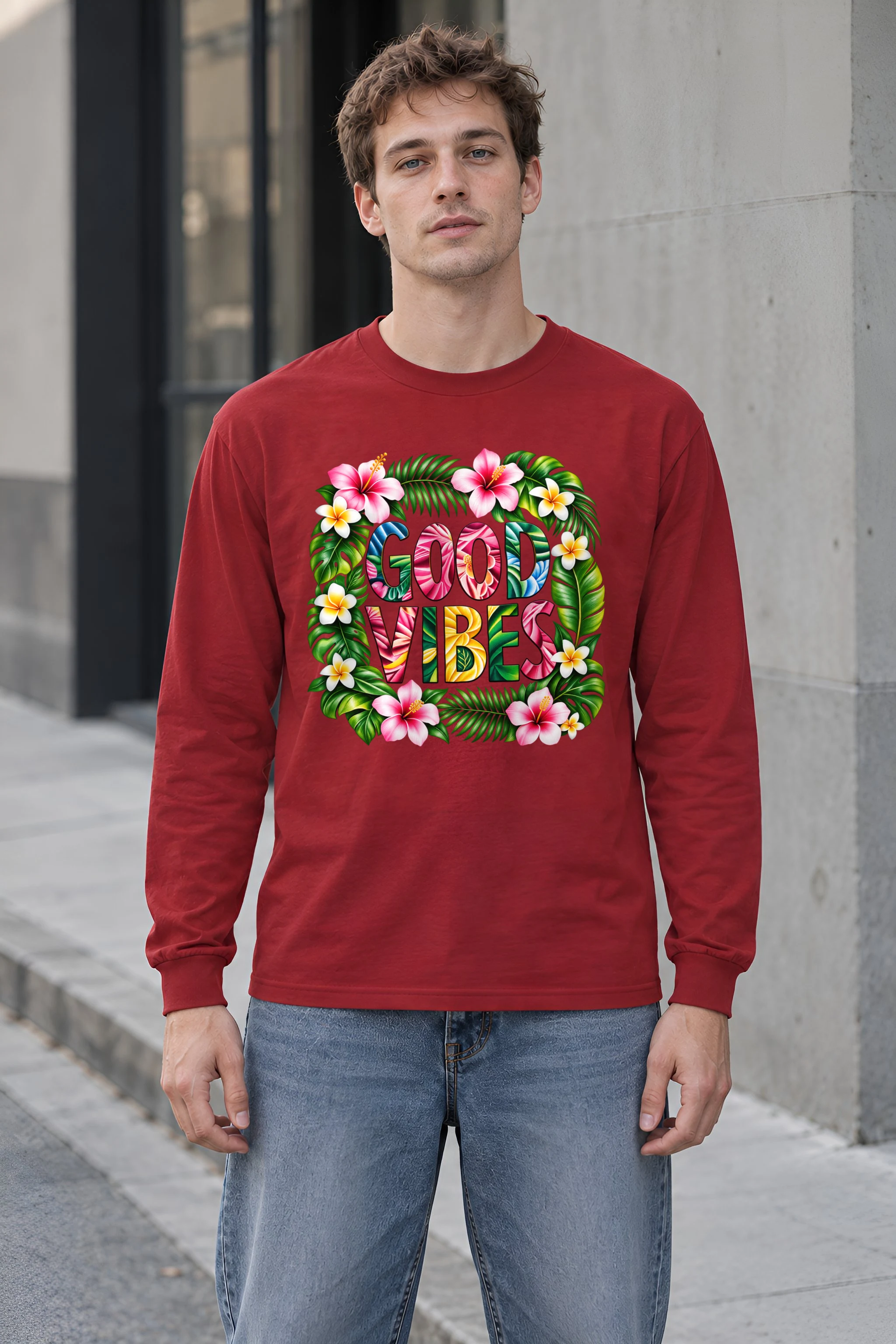 "Good Vibes Blooms" Unisex Longsleeve T-shirt