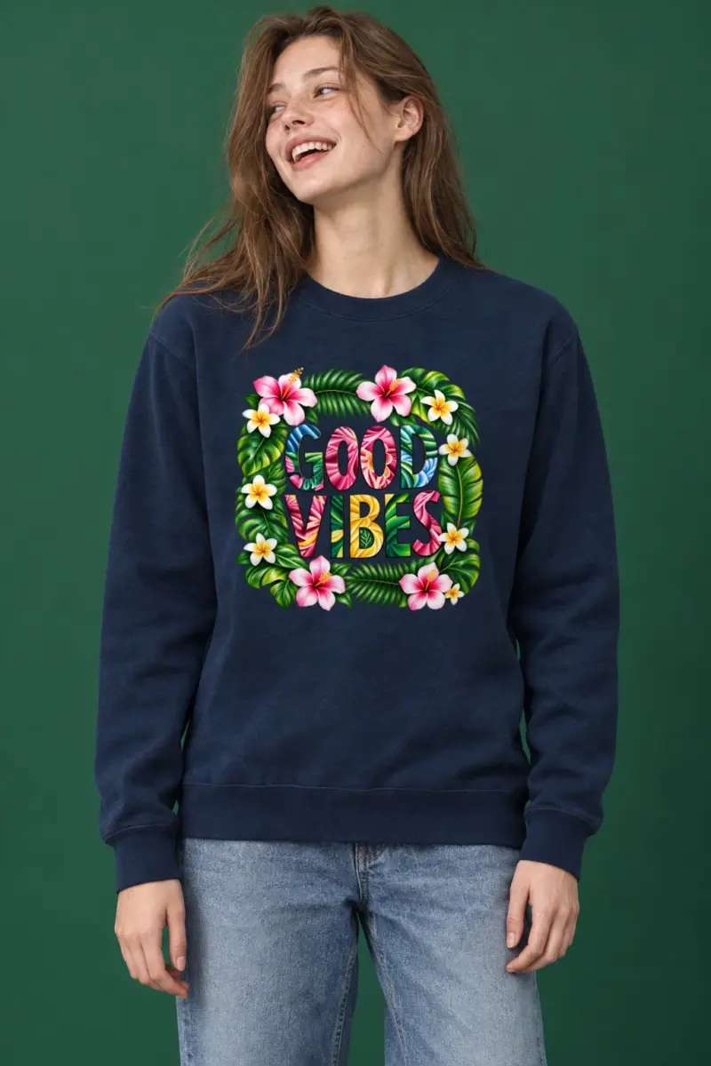 "Good Vibes Botanical" Heavy Blend Unisex Crewneck Sweatshirt