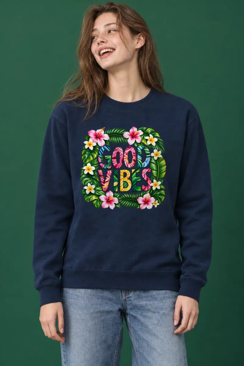 "Good Vibes Botanical" Heavy Blend Unisex Crewneck Sweatshirt