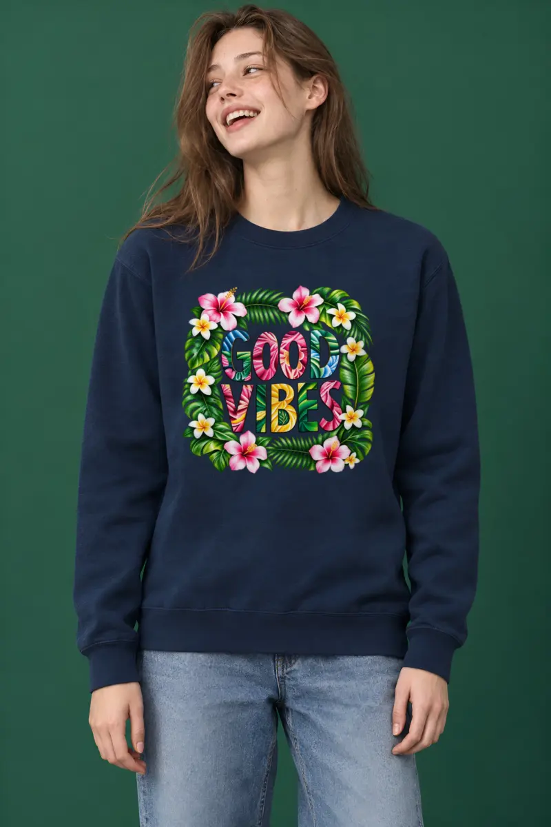 "Good Vibes Botanical" Heavy Blend Unisex Crewneck Sweatshirt