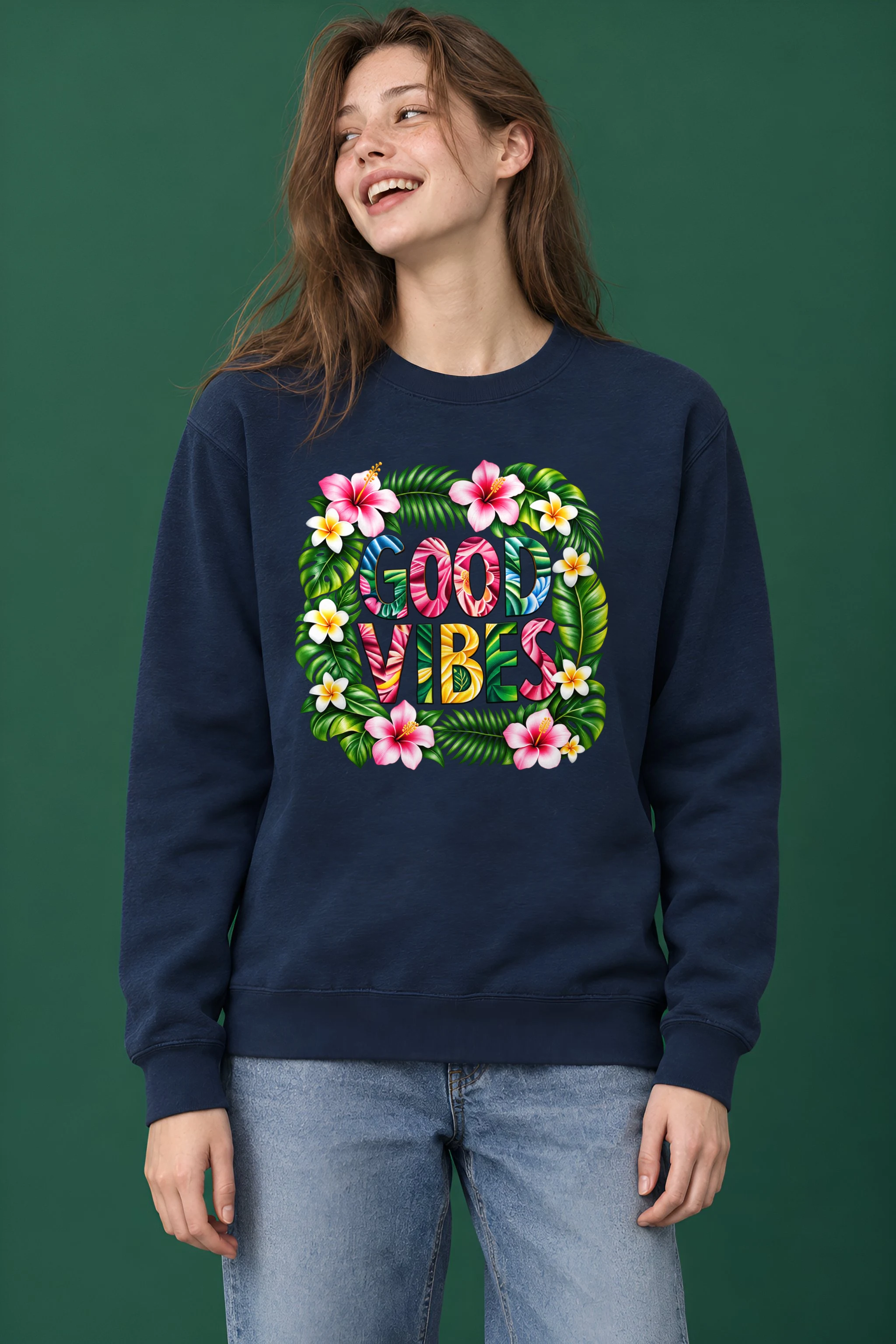 "Good Vibes Botanical" Heavy Blend Unisex Crewneck Sweatshirt