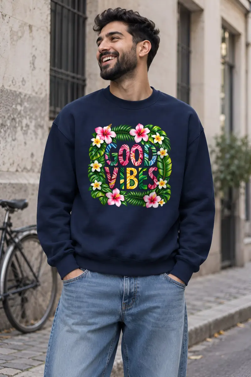 "Good Vibes Botanical" Heavy Blend Unisex Crewneck Sweatshirt