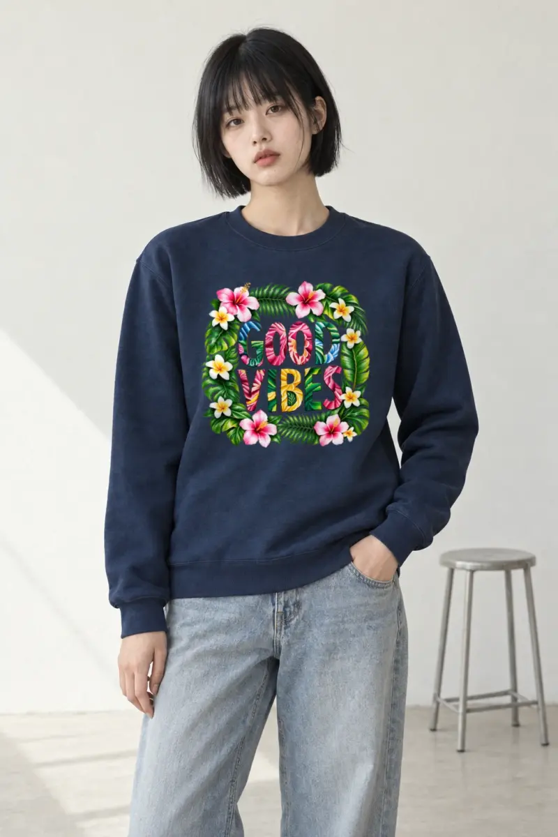 "Good Vibes Botanical" Heavy Blend Unisex Crewneck Sweatshirt