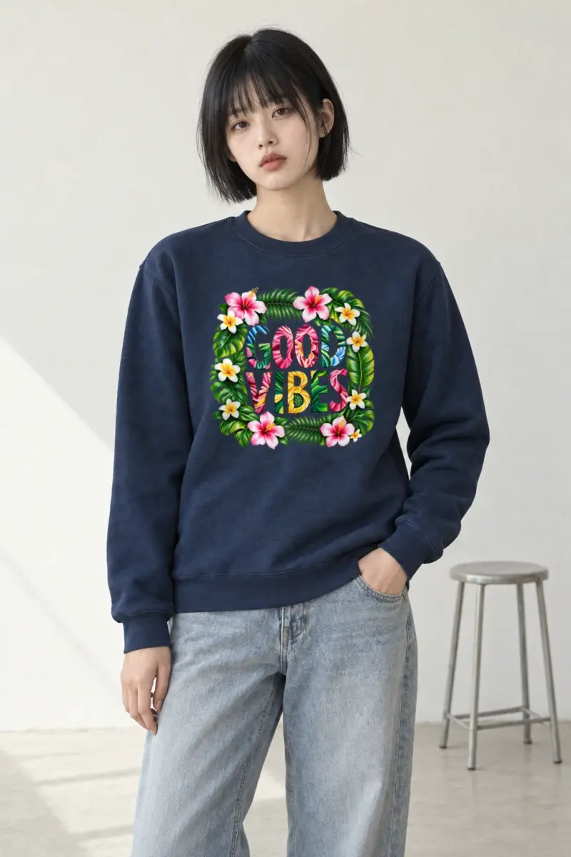 "Good Vibes Botanical" Heavy Blend Unisex Crewneck Sweatshirt