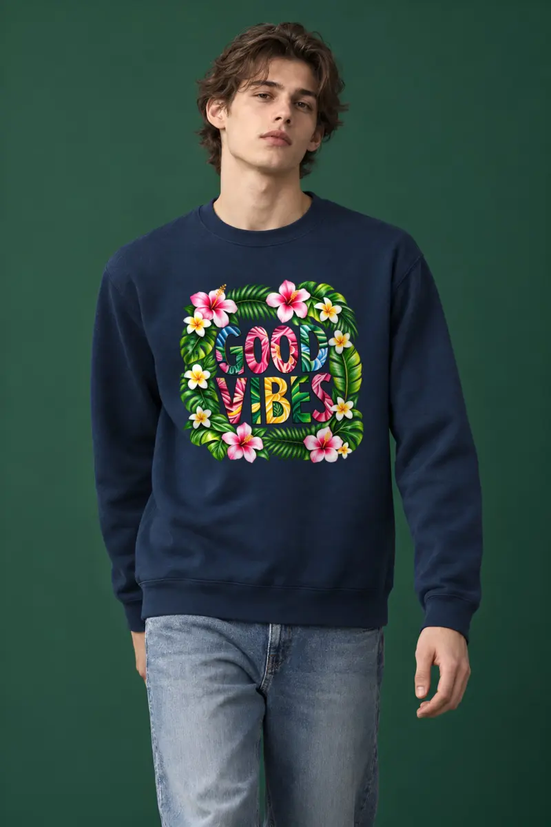 "Good Vibes Botanical" Heavy Blend Unisex Crewneck Sweatshirt