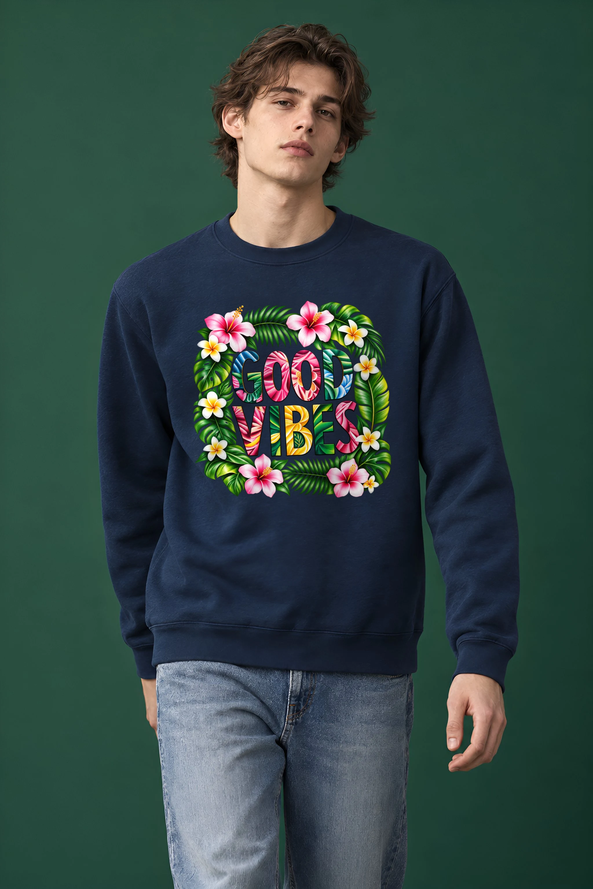 "Good Vibes Botanical" 1 Crewneck Sweatshirt