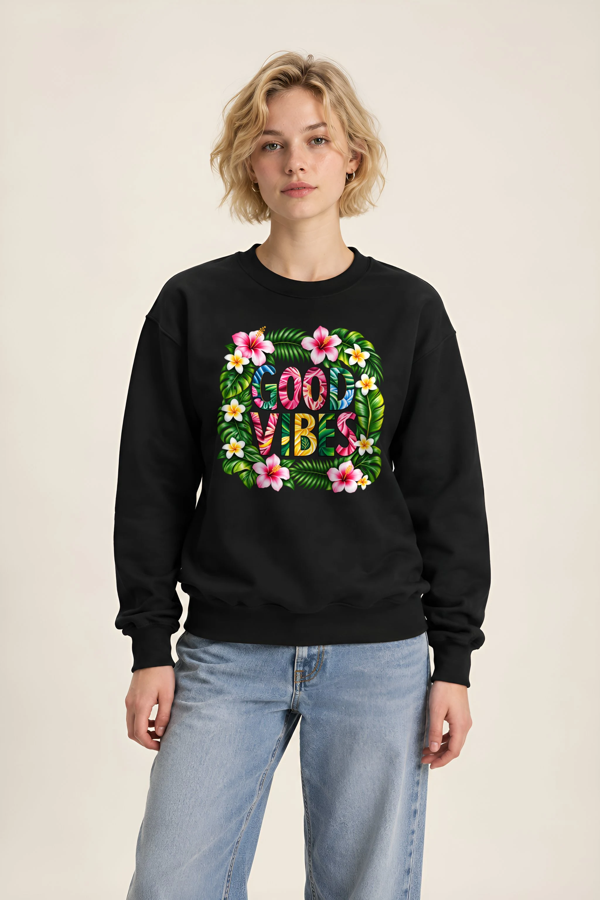 "Good Vibes Botanical" 1 Crewneck Sweatshirt