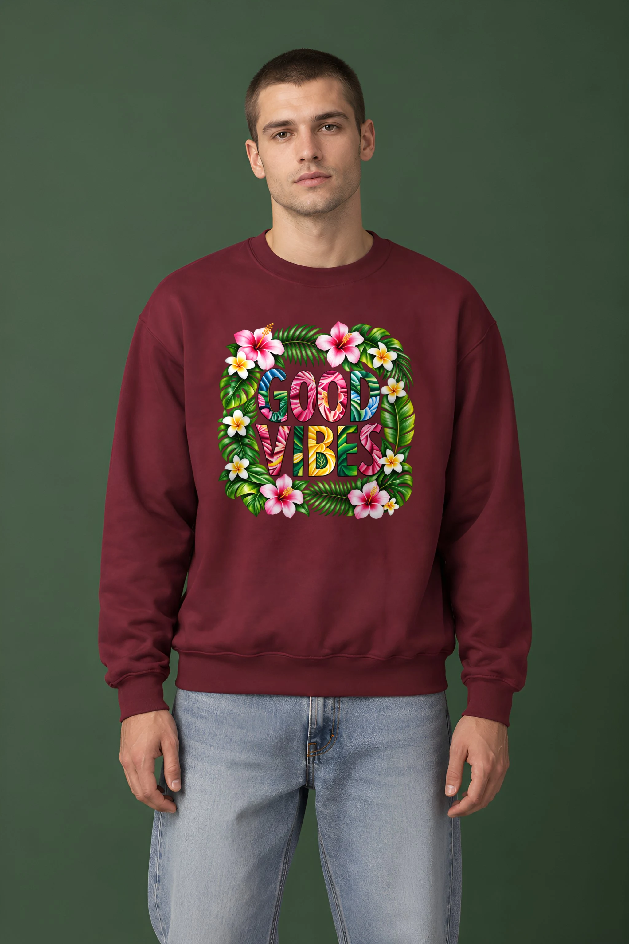 "Good Vibes Botanical" 1 Crewneck Sweatshirt