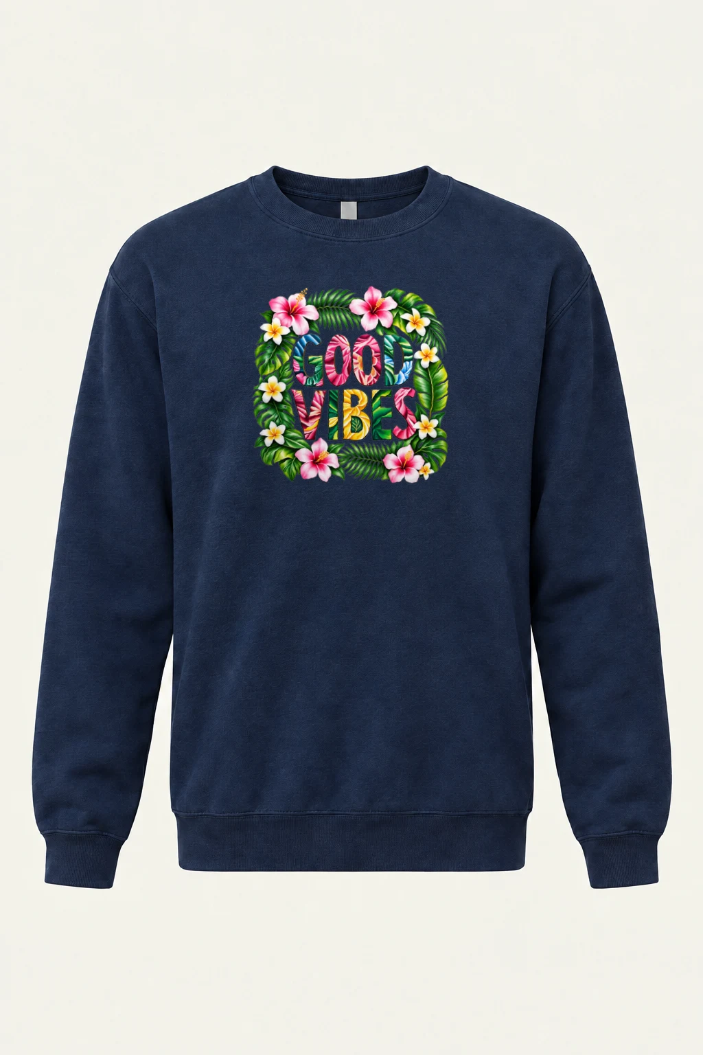 "Good Vibes Botanical" Heavy Blend Unisex Crewneck Sweatshirt | Gildan 18000