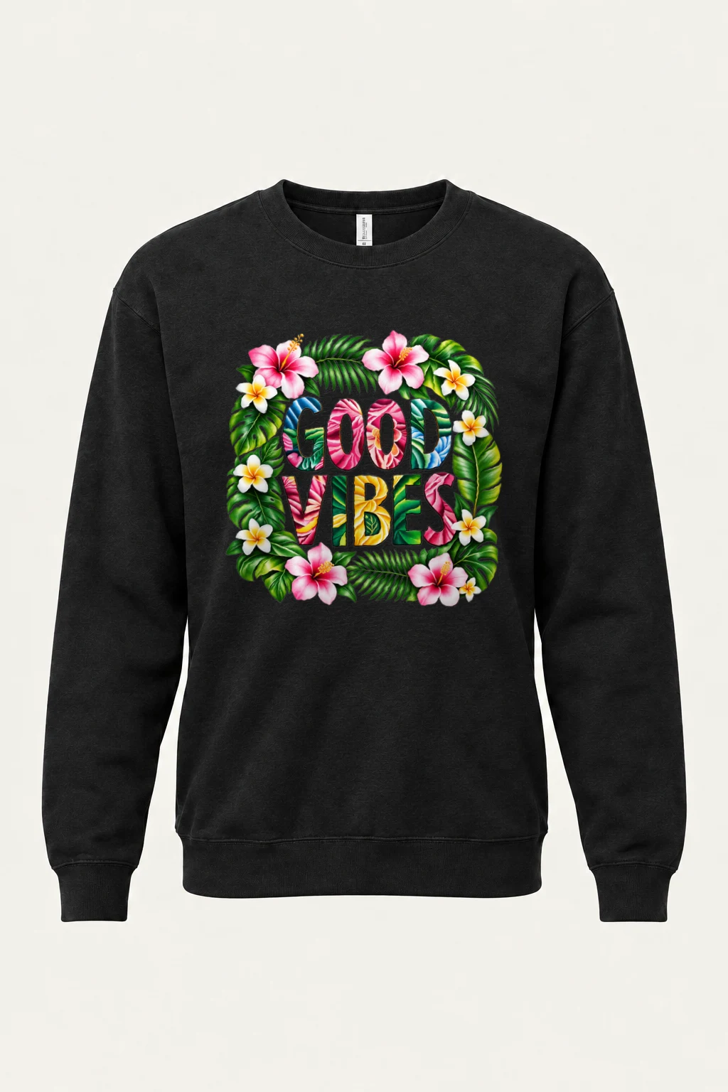 "Good Vibes Botanical" Heavy Blend Unisex Crewneck Sweatshirt | Gildan 18000