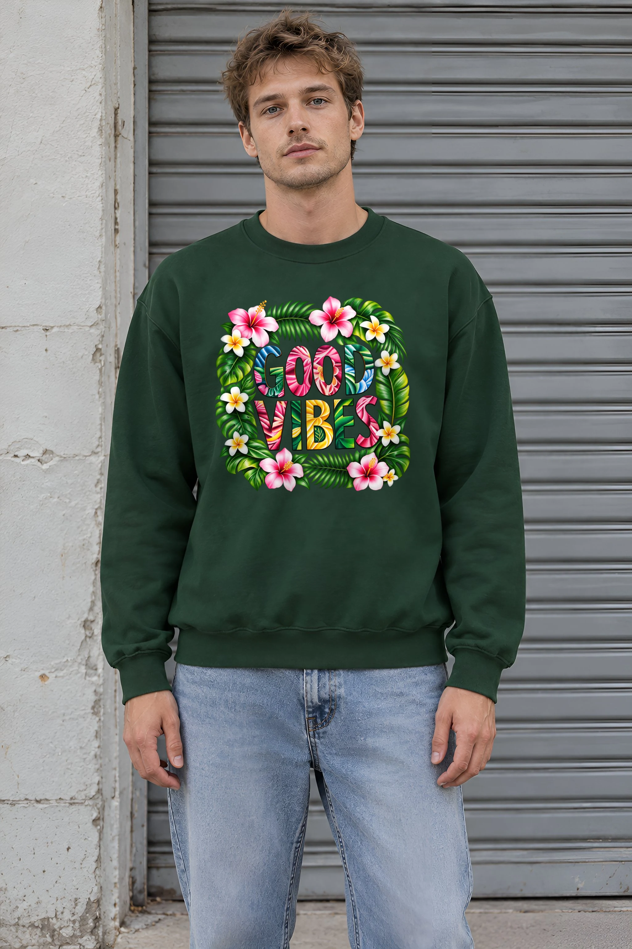 "Good Vibes Botanical" 1 Crewneck Sweatshirt