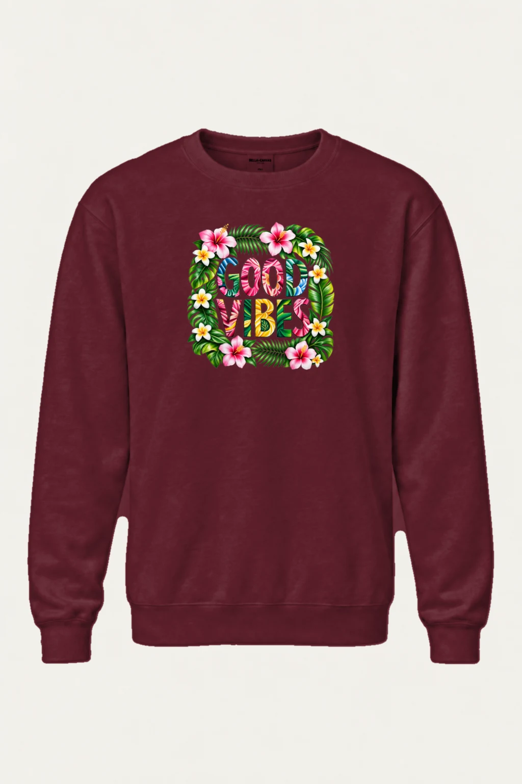 "Good Vibes Botanical" Heavy Blend Unisex Crewneck Sweatshirt | Gildan 18000