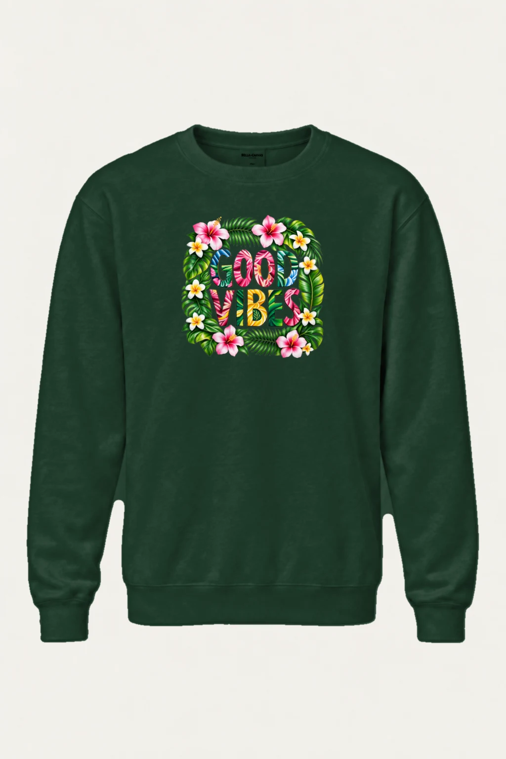 "Good Vibes Botanical" Heavy Blend Unisex Crewneck Sweatshirt | Gildan 18000