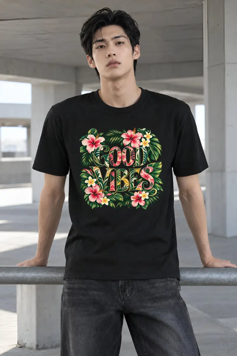 "Good Vibes Botanicals" Heavyweight Unisex Crewneck T-shirt
