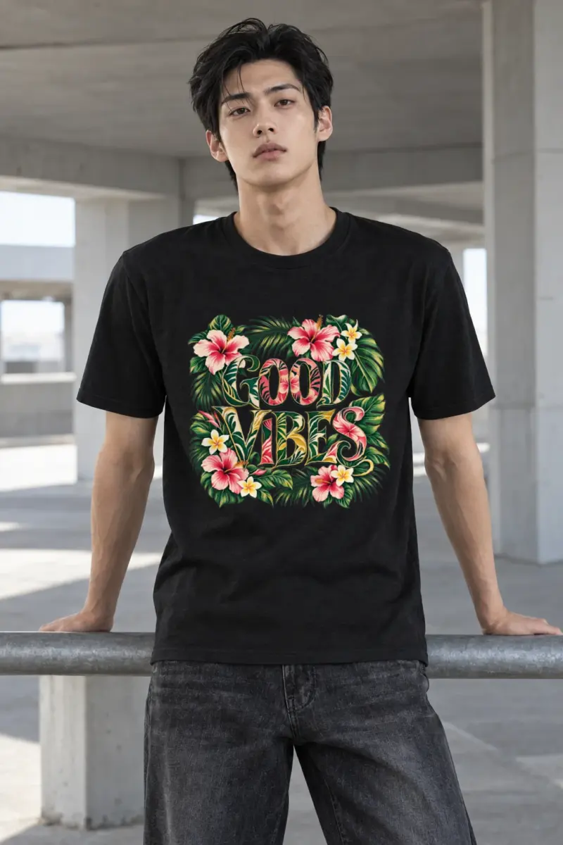 "Good Vibes Botanicals" Heavyweight Unisex Crewneck T-shirt
