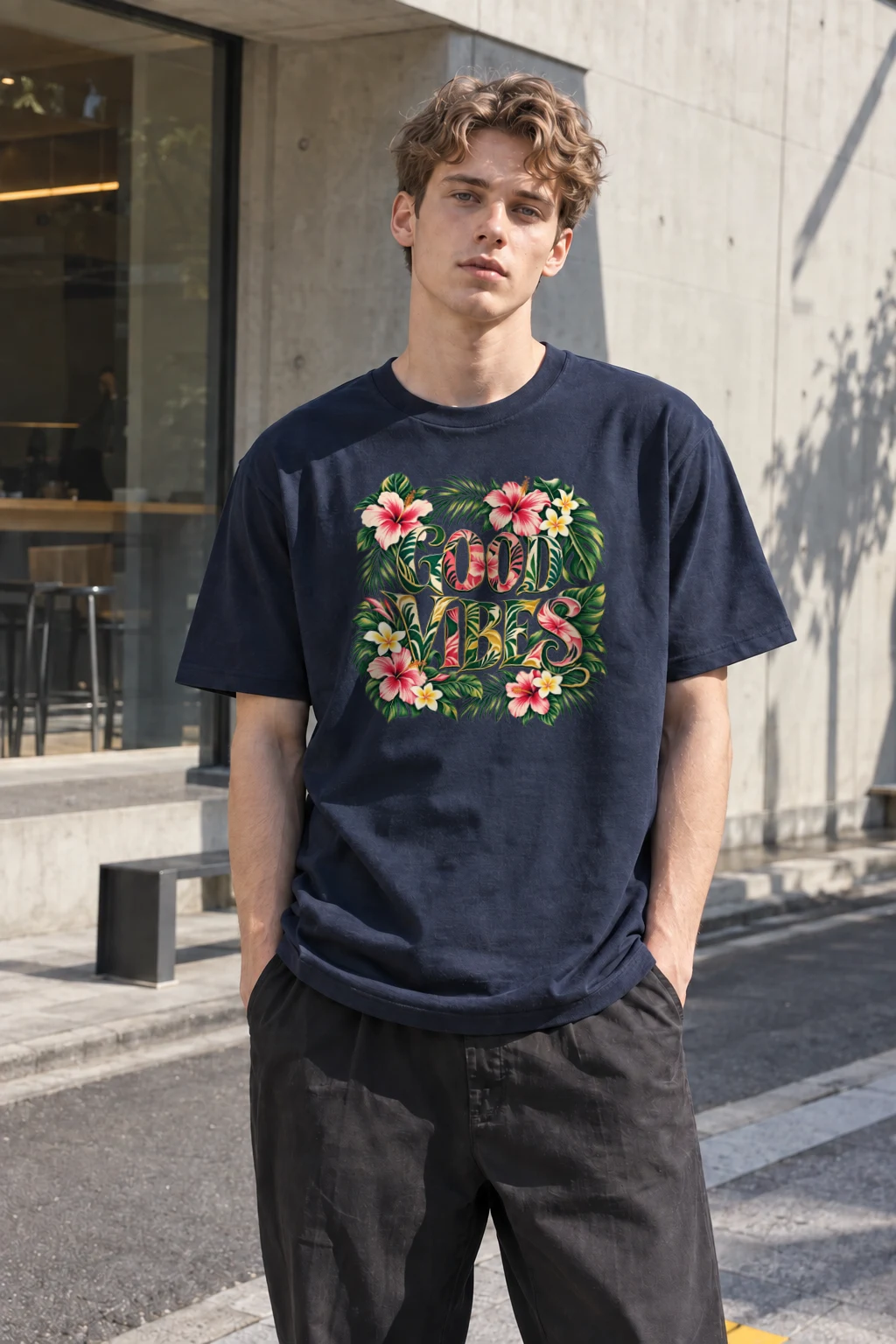"Good Vibes Botanicals" Heavyweight Unisex Crewneck T-shirt | Gildan 5000
