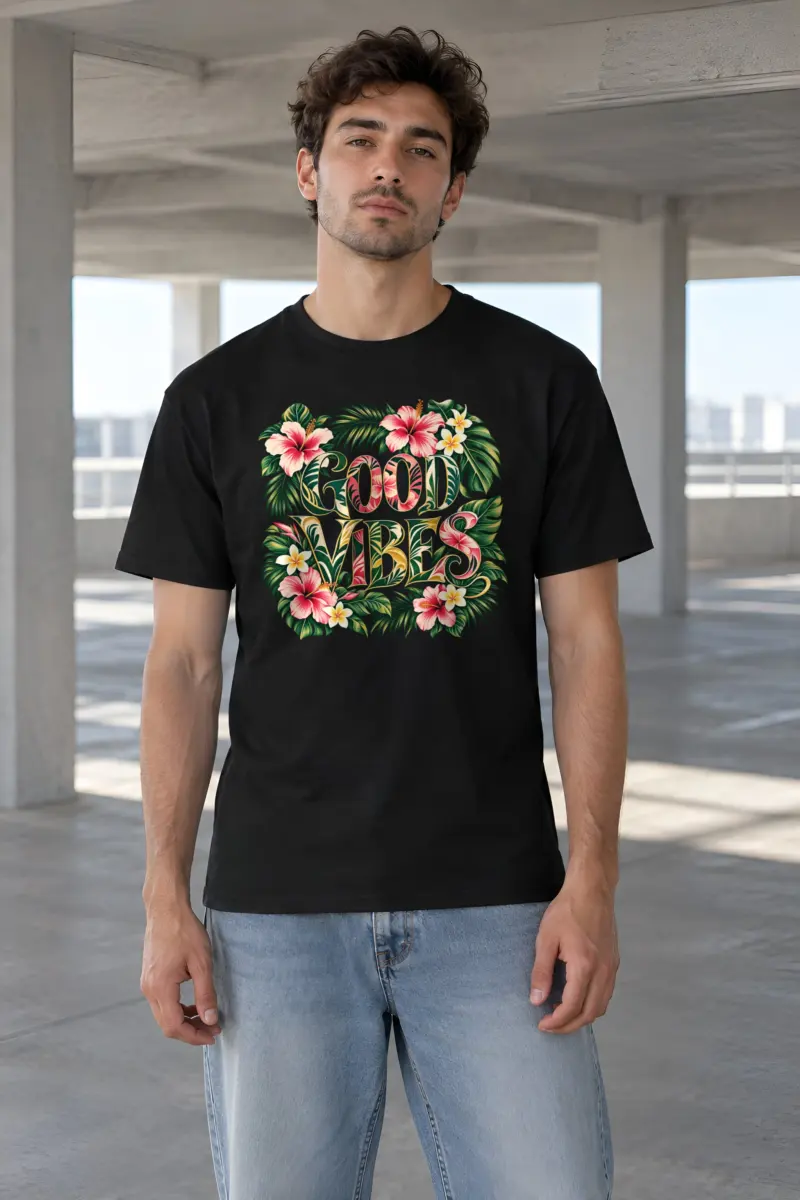 "Good Vibes Botanicals" Heavyweight Unisex Crewneck T-shirt
