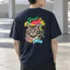 "Good Vibes Cat" Heavyweight Unisex Crewneck T-shirt | Gildan 5000