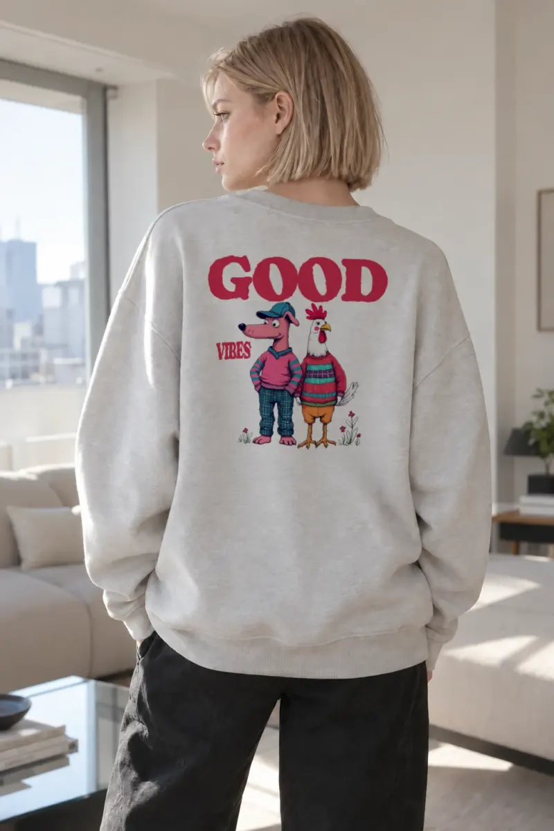 "Good Vibes Crew" Heavy Blend Unisex Crewneck Sweatshirt | Gildan 18000