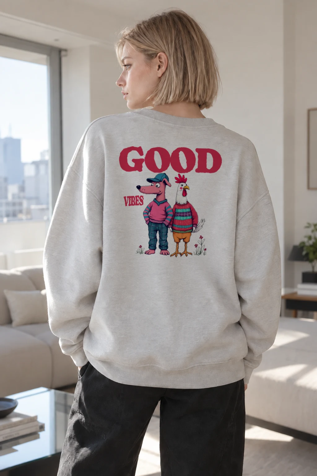 "Good Vibes Crew" Heavy Blend Unisex Crewneck Sweatshirt | Gildan 18000