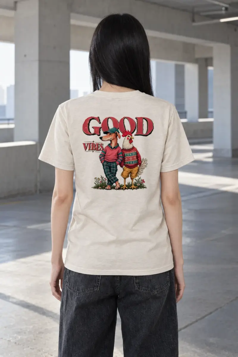 "Good Vibes Duo" Heavyweight Unisex Crewneck T-shirt | Gildan 5000