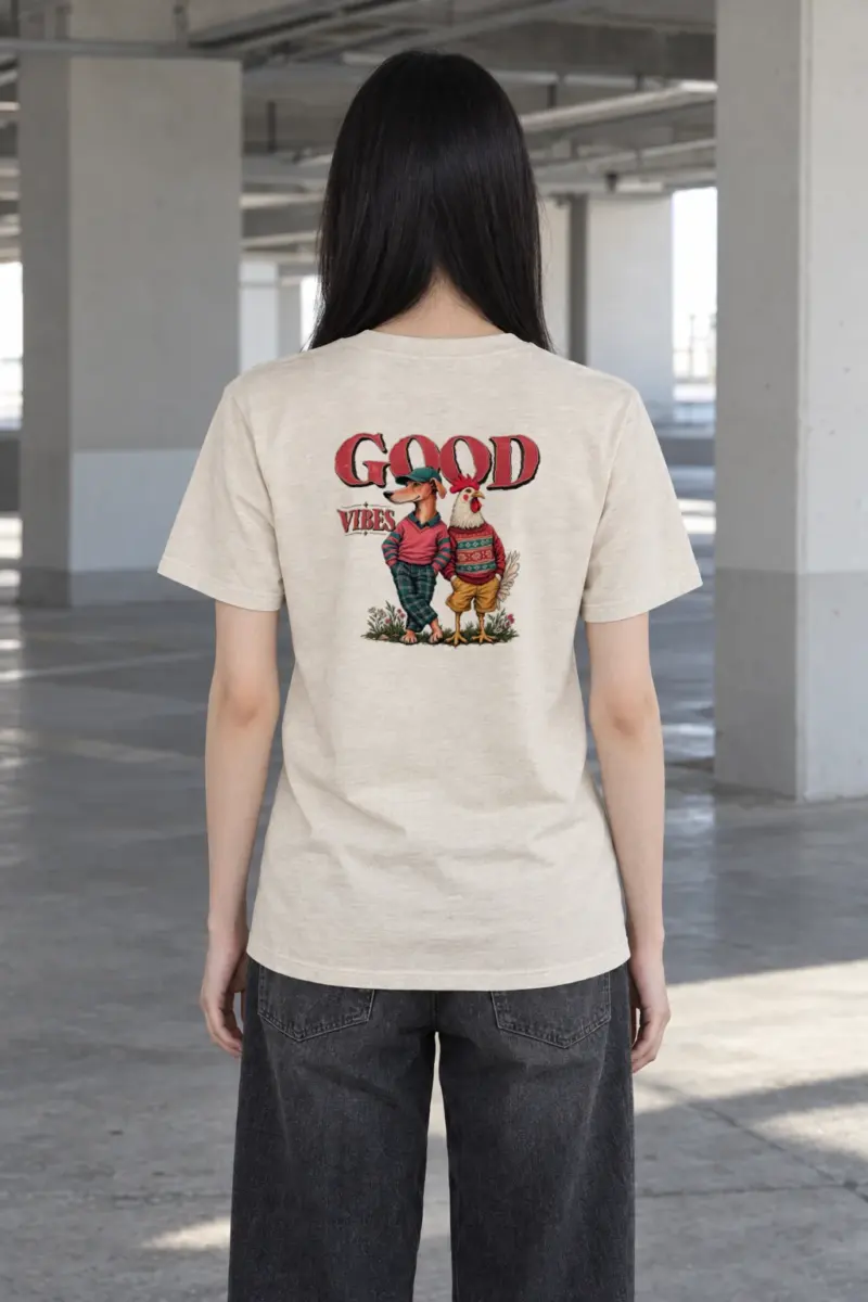 "Good Vibes Duo" Heavyweight Unisex Crewneck T-shirt