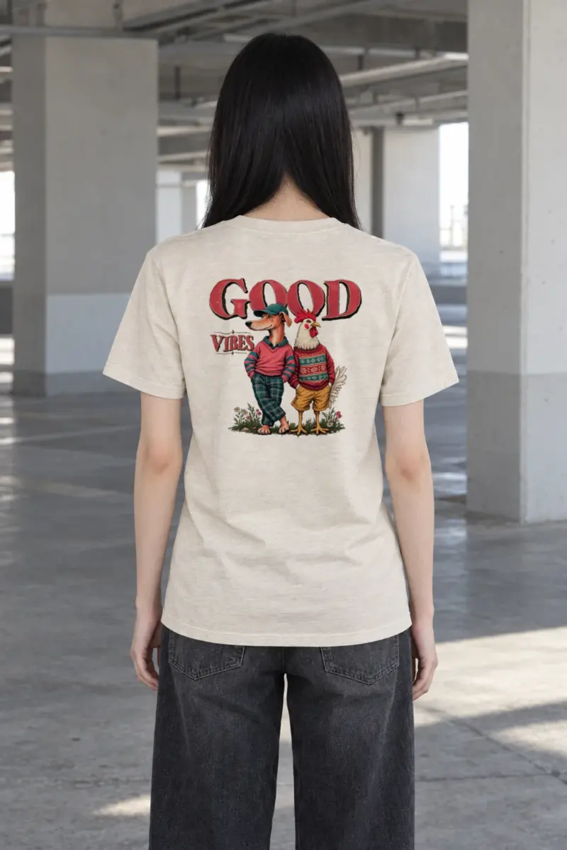"Good Vibes Duo" Heavyweight Unisex Crewneck T-shirt