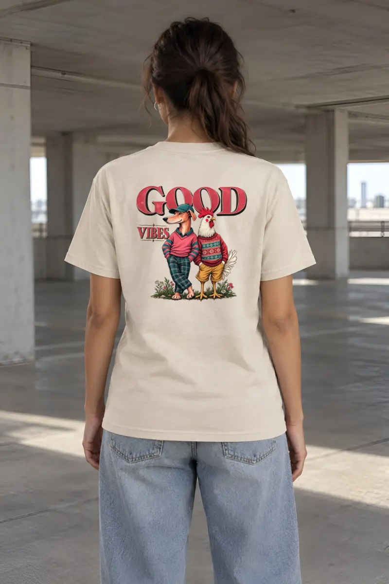 "Good Vibes Duo" Heavyweight Unisex Crewneck T-shirt
