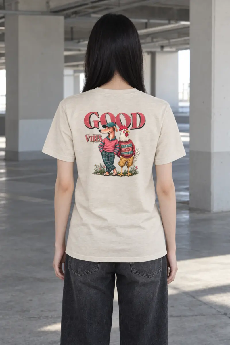 "Good Vibes Duo" Heavyweight Unisex Crewneck T-shirt