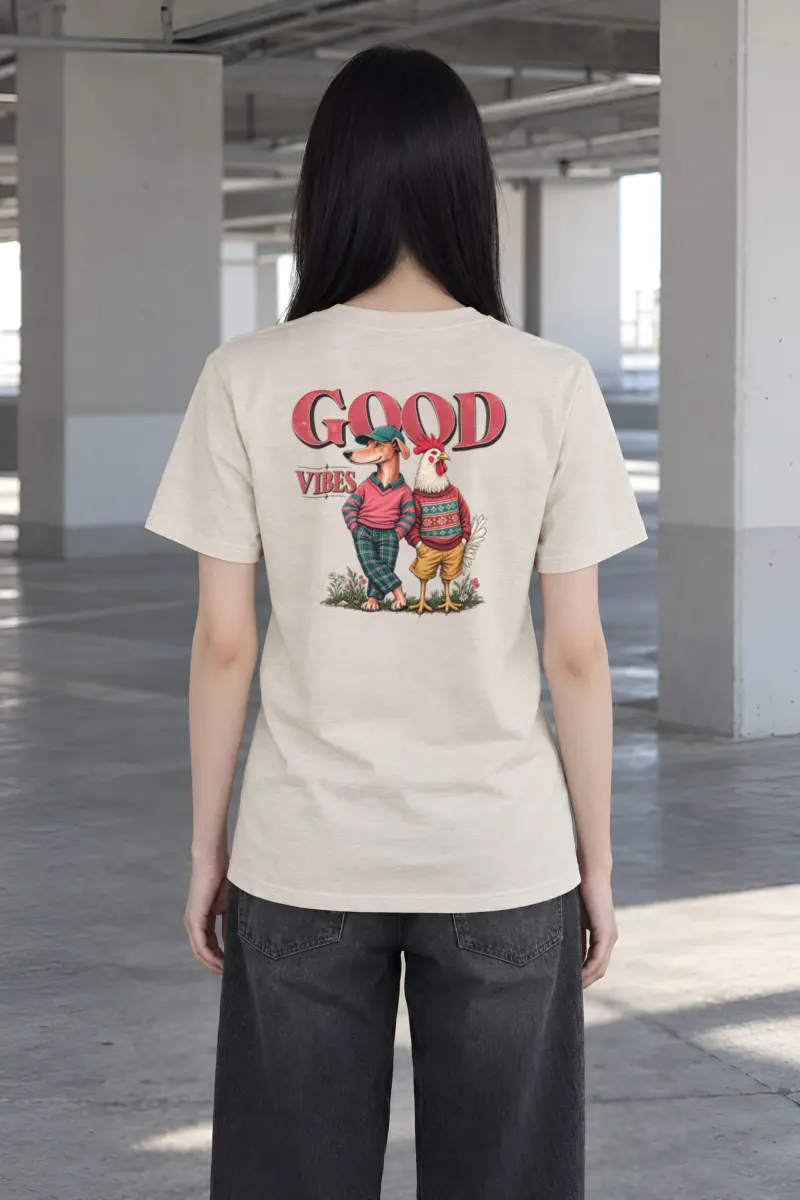 "Good Vibes Duo" Heavyweight Unisex Crewneck T-shirt