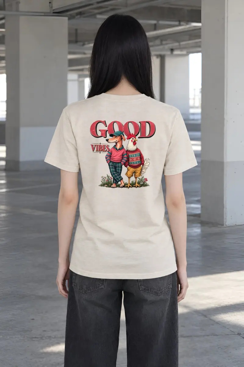 "Good Vibes Duo" Heavyweight Unisex Crewneck T-shirt