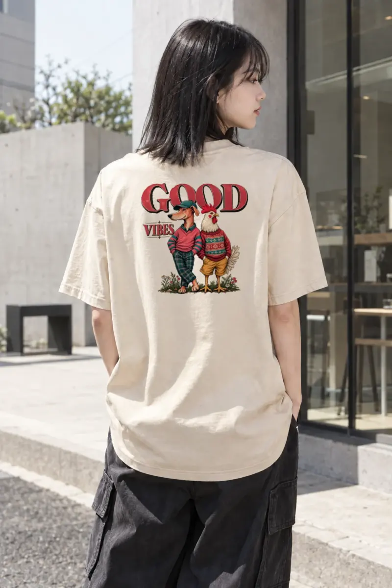 "Good Vibes Duo" Heavyweight Unisex Crewneck T-shirt | Gildan 5000