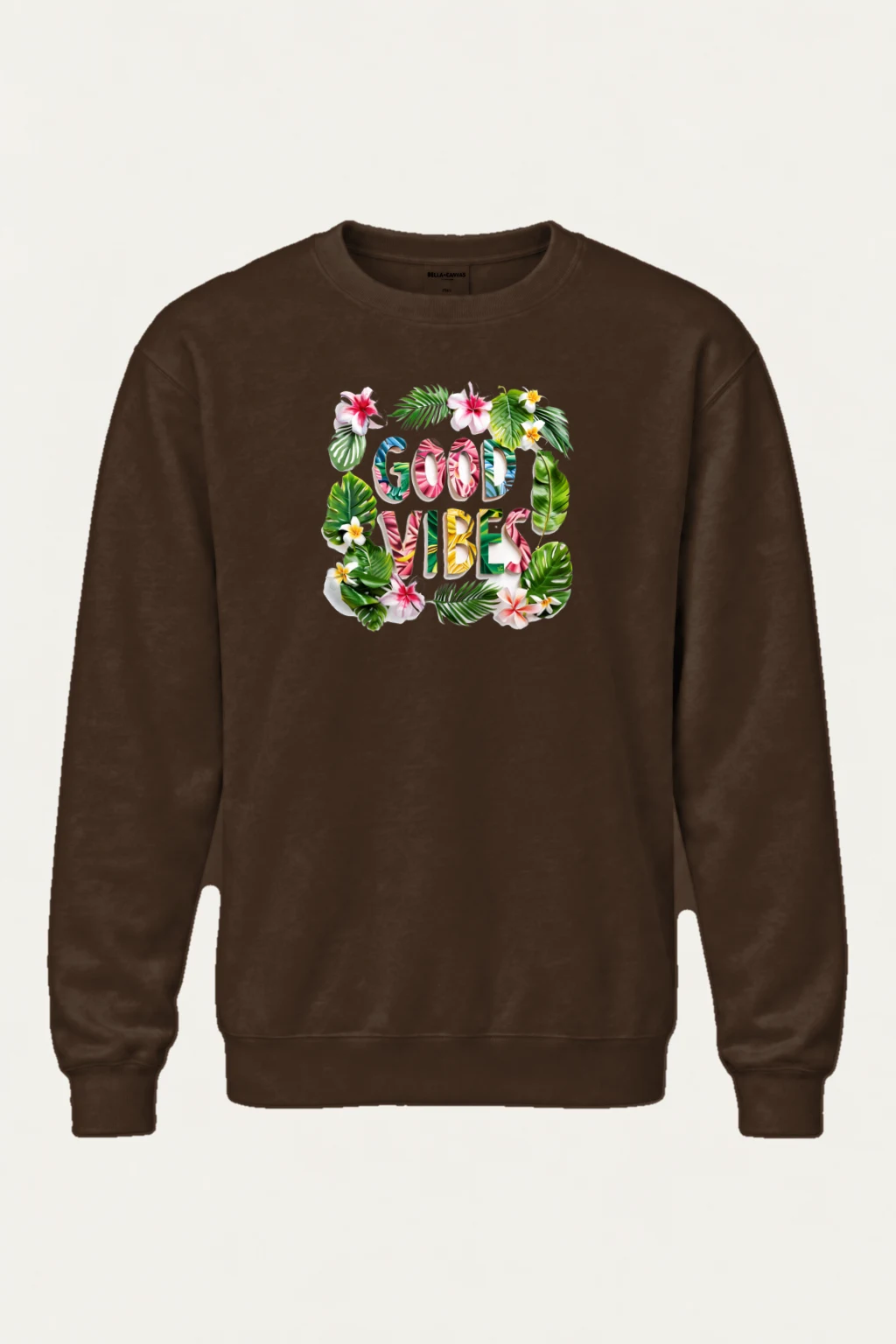 "Good Vibes Floral" Heavy Blend Unisex Crewneck Sweatshirt | Gildan 18000