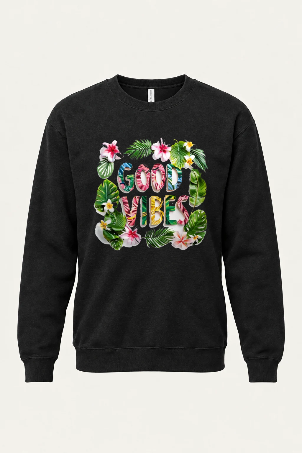 "Good Vibes Floral" Heavy Blend Unisex Crewneck Sweatshirt | Gildan 18000
