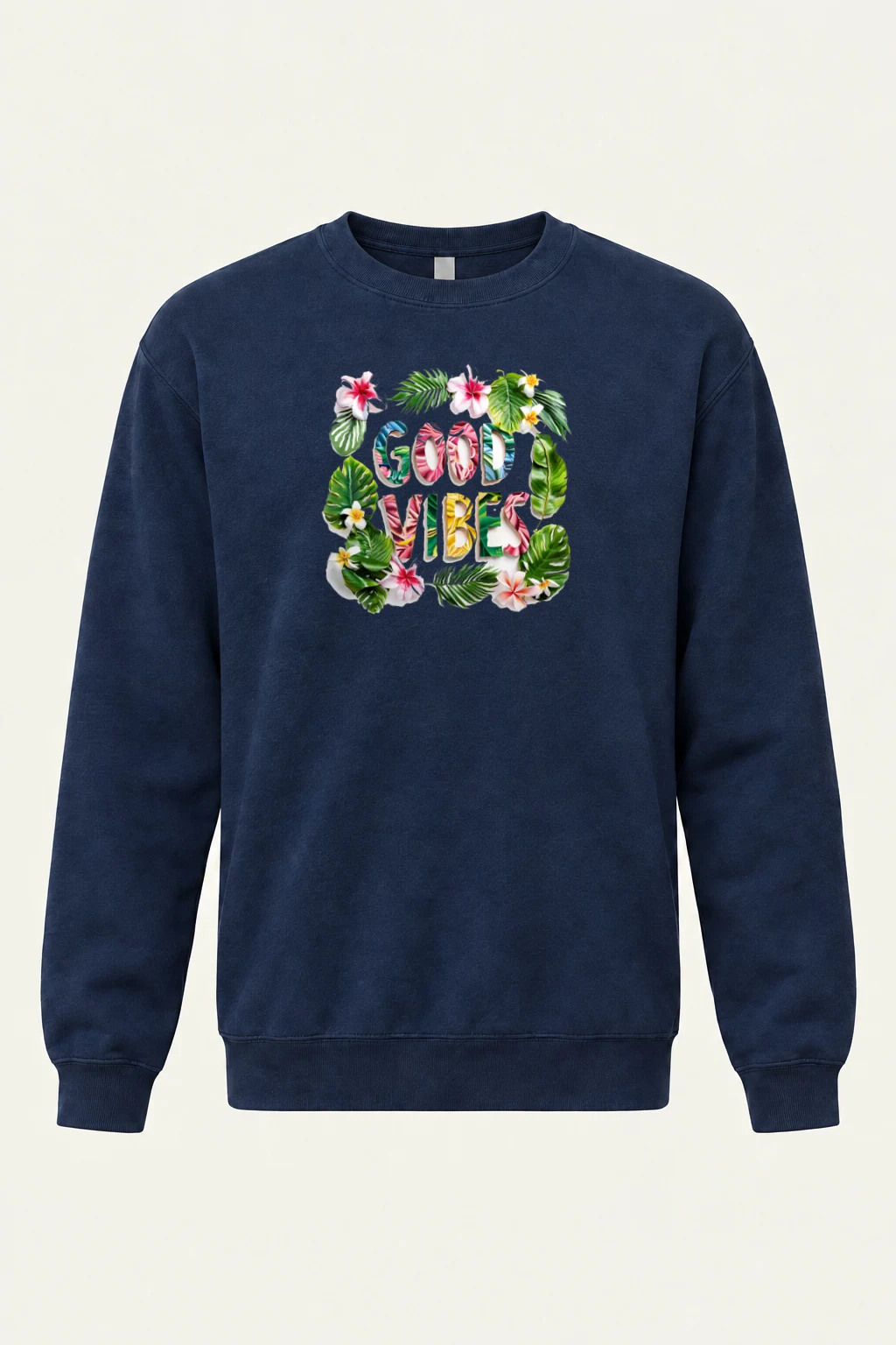"Good Vibes Floral" Heavy Blend Unisex Crewneck Sweatshirt | Gildan 18000