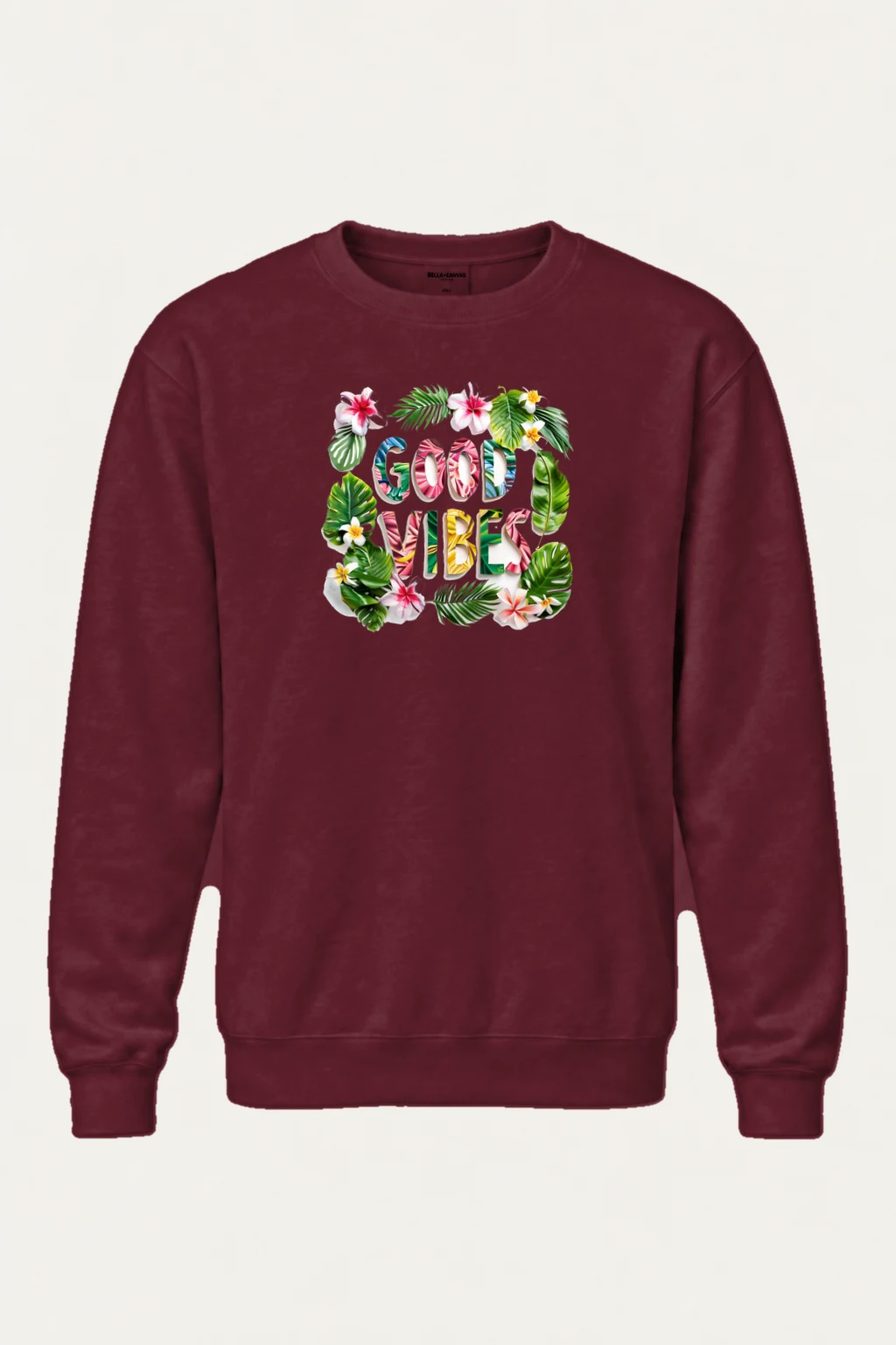 "Good Vibes Floral" Heavy Blend Unisex Crewneck Sweatshirt | Gildan 18000
