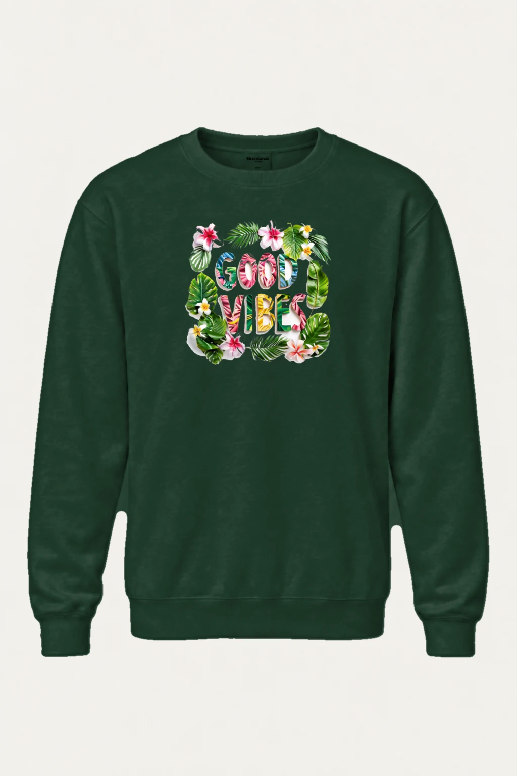 "Good Vibes Floral" Heavy Blend Unisex Crewneck Sweatshirt | Gildan 18000
