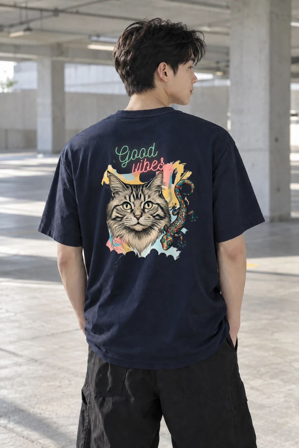 "Good Vibes" Heavyweight Unisex Crewneck T-shirt | Gildan 5000
