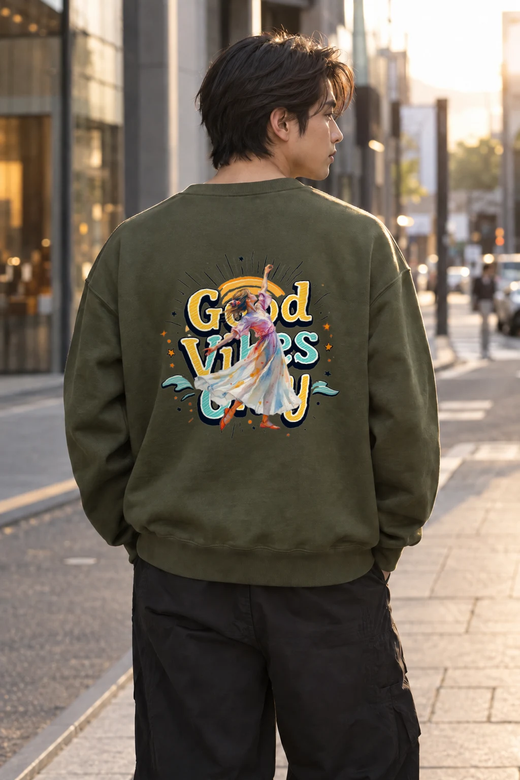 "Good Vibes Only" Heavy Blend Unisex Crewneck Sweatshirt | Gildan 18000