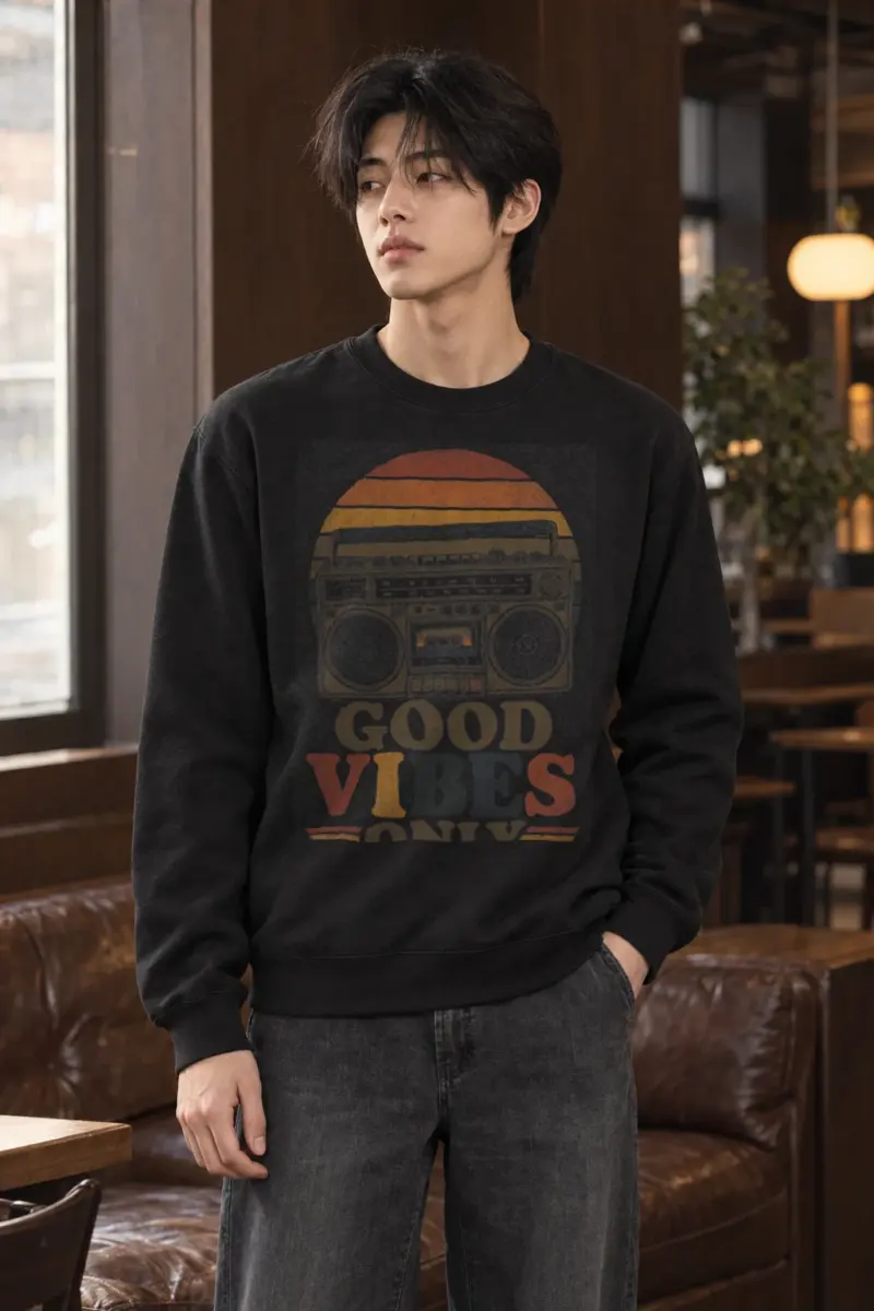 "Good Vibes Only" Heavy Blend Unisex Crewneck Sweatshirt | Gildan 18000