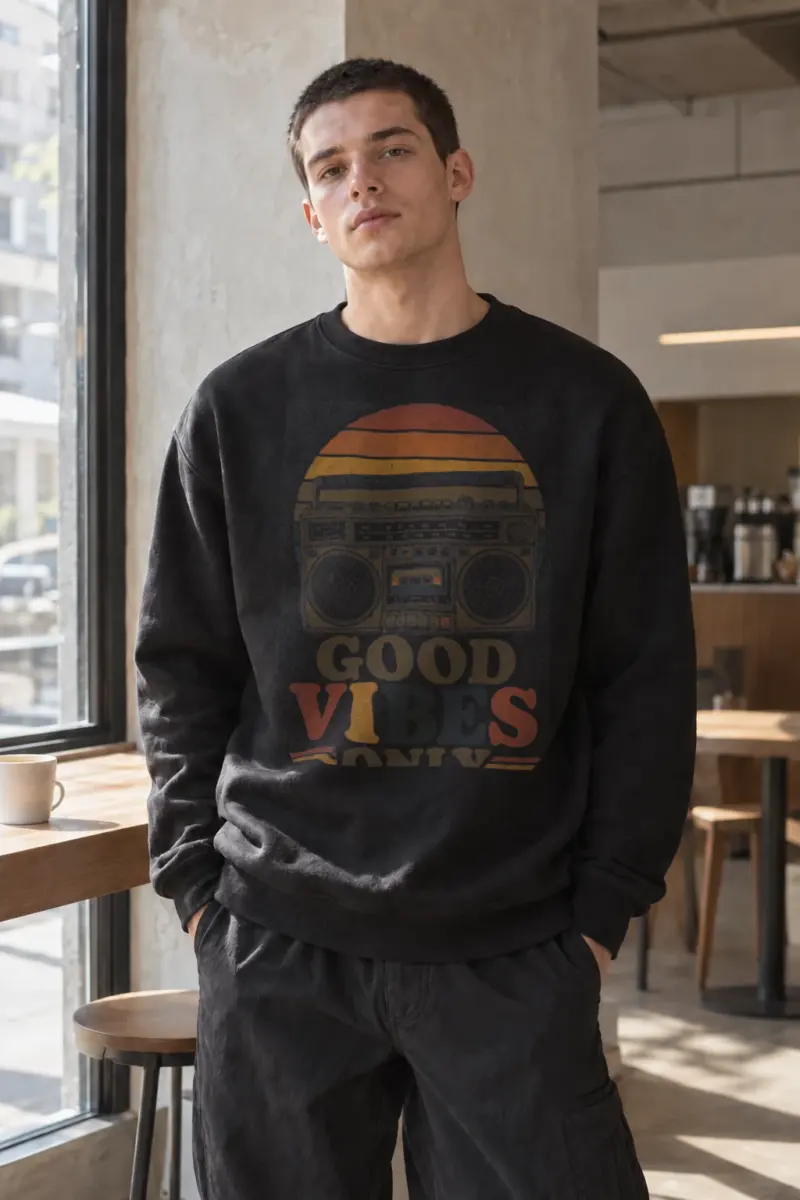 "Good Vibes Only" Heavy Blend Unisex Crewneck Sweatshirt | Gildan 18000