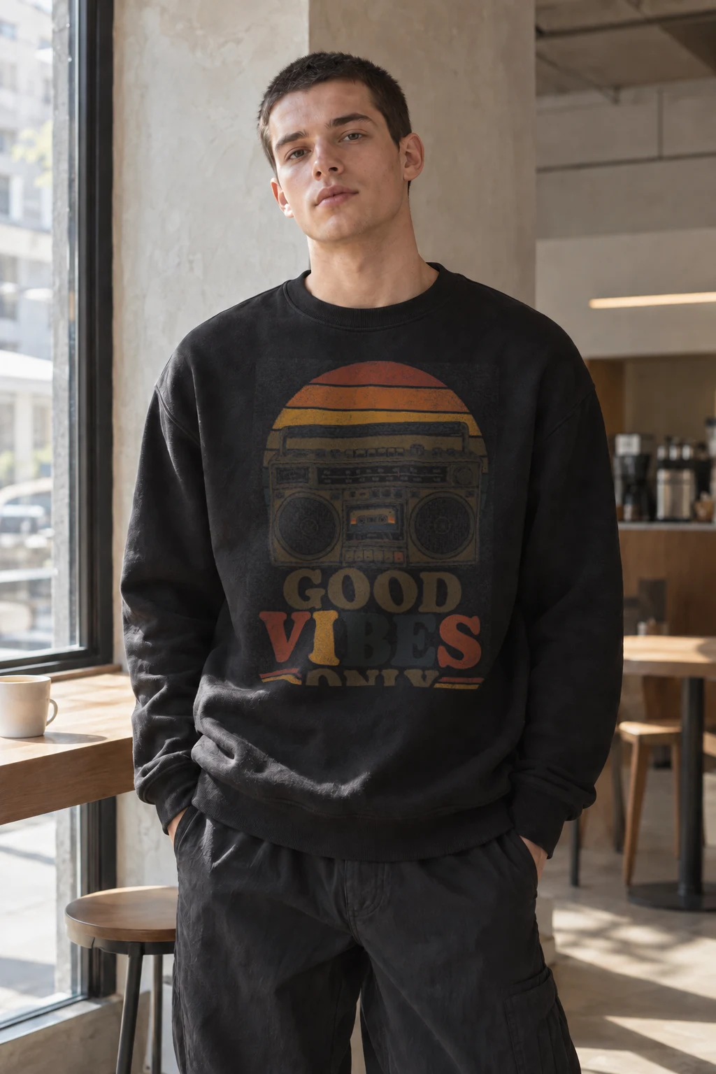 "Good Vibes Only" Heavy Blend Unisex Crewneck Sweatshirt | Gildan 18000