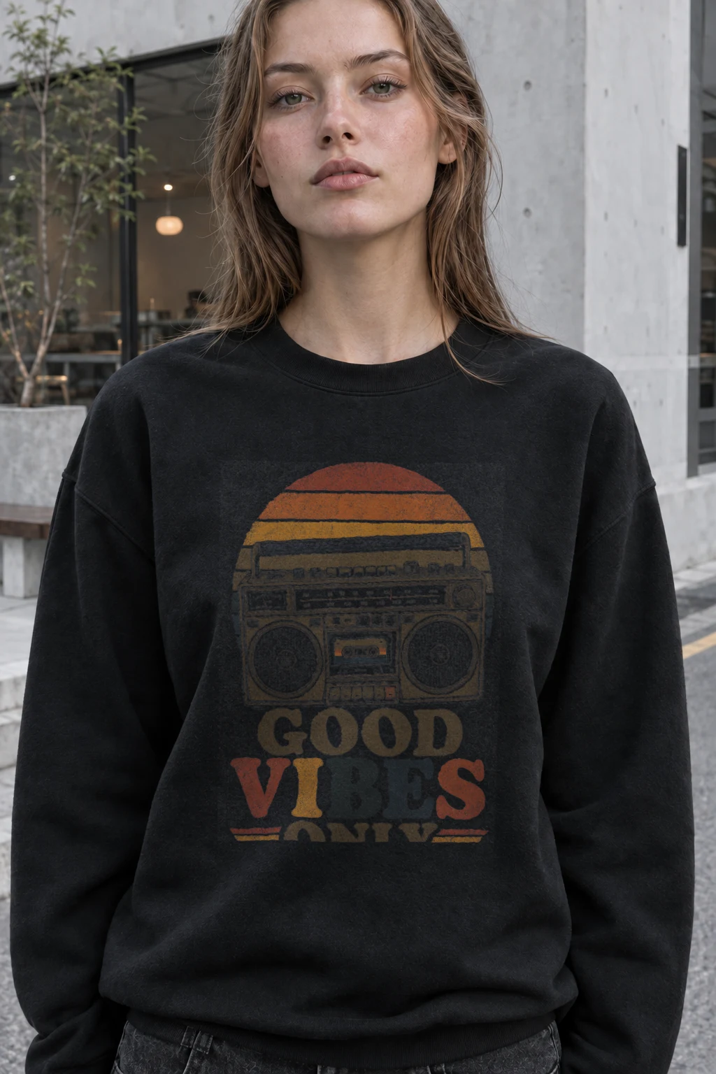 "Good Vibes Only" Heavy Blend Unisex Crewneck Sweatshirt | Gildan 18000