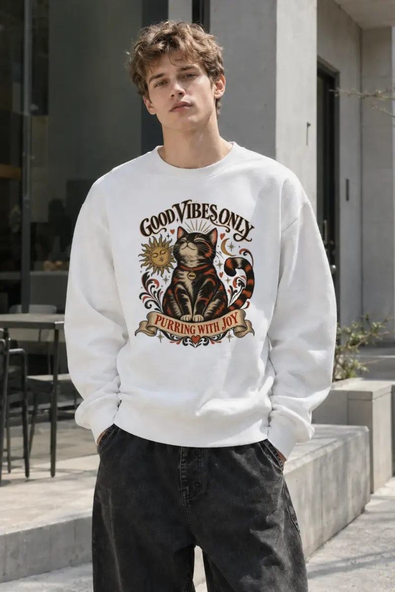 "Good Vibes Only" Heavy Blend Unisex Crewneck Sweatshirt | Gildan 18000